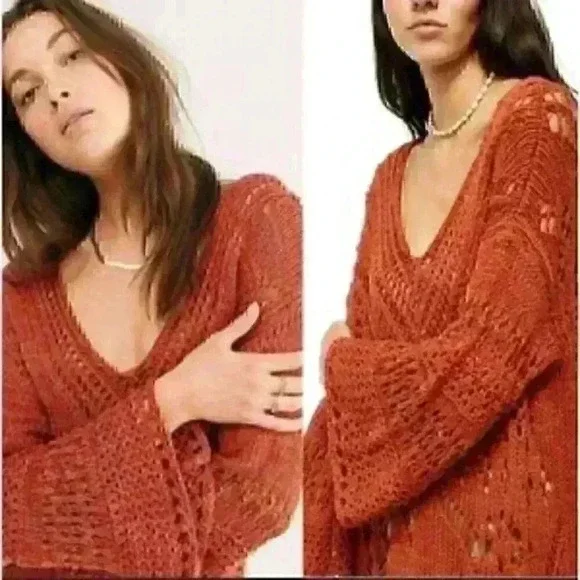 Free People NWT Autumn Constellation Mars Fringe Knit Crochet Sweater Dress XS - Picture 9 of 13